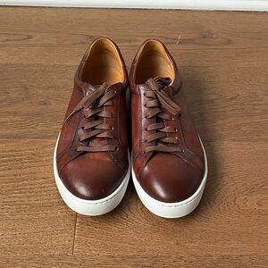 Magnanni Men Size 9 EU 42 Cognac Brown Calfskin Leather Costa Lo Classic Sneaker